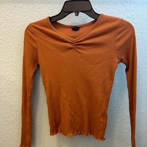 Long Sleeve Tight Fitting Brown Shirt